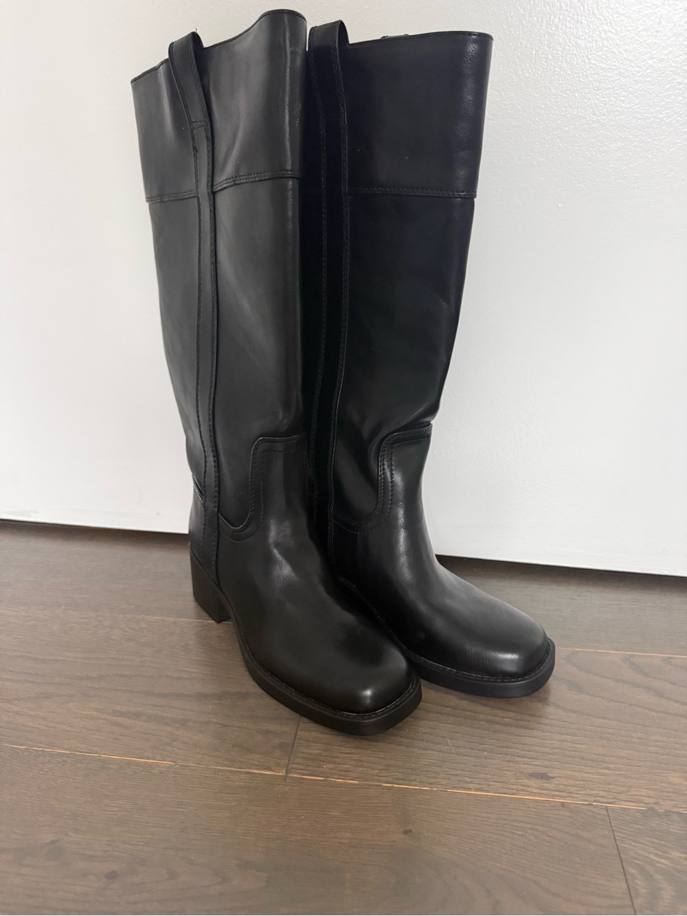 Black faux leather Knee-High Women's Riding Boots
